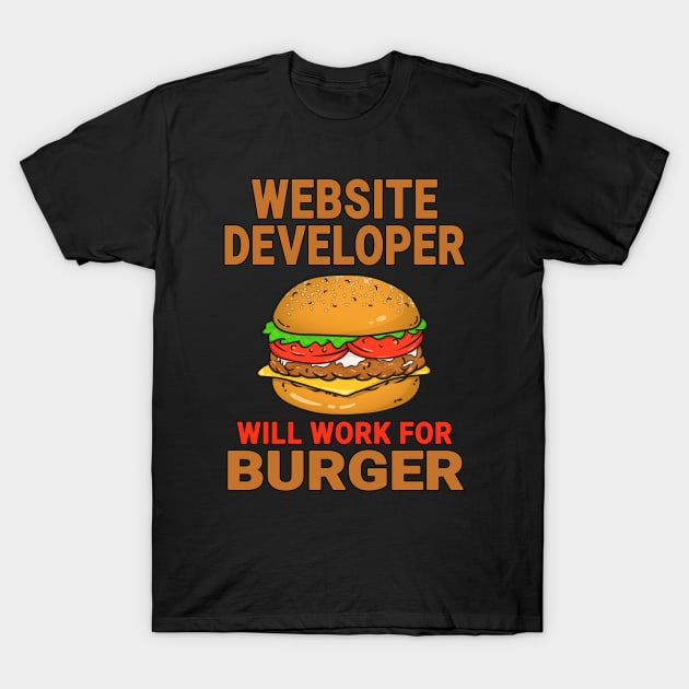 Web Developer Funny Burger Lover Design Quote T-Shirt by jeric020290